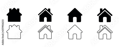 Home icon set. Website navigation symbol. Simple pictogram collection for homepage, real estate, main menu, property and app design.