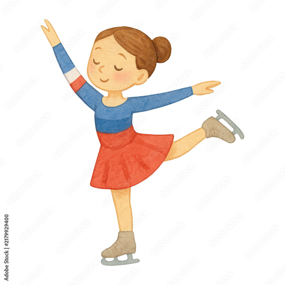 Fototapeta premium PNG Joyful figure skater illustration.