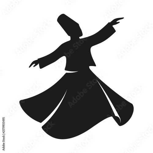 Bild auf Leinwand Sufi whirling dervish silhouette, traditional Turkish dancer vector, spiritual M