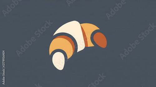 Abstract illustration of a croissant in warm colors on a dark background for confectionery business