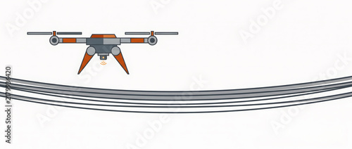 Drone inspecting power lines in a smart energy concept illustration for B2B applications