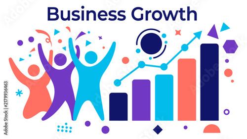 Business Growth - Financial Success and Team Achievement Illustration
