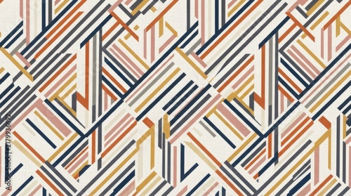 Abstract Geometric Linear Pattern with Colorful Intersecting Stripes on Light Background