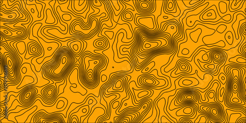Topographic map with contour lines in gold and brown, creating an abstract pattern of elevation.