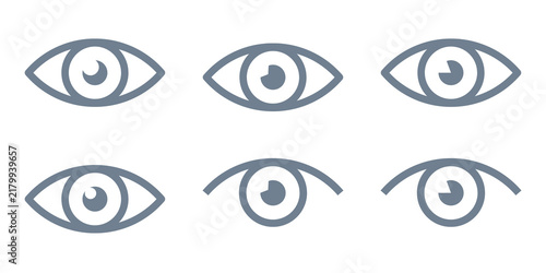 Cuadro en lienzo Slate Gray Flat Eye Icon Set Isolated on Transparent Background PNG Vision Sight