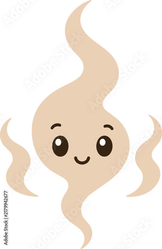 Cute Coffee Steam Face Character Flat Vector Illustration