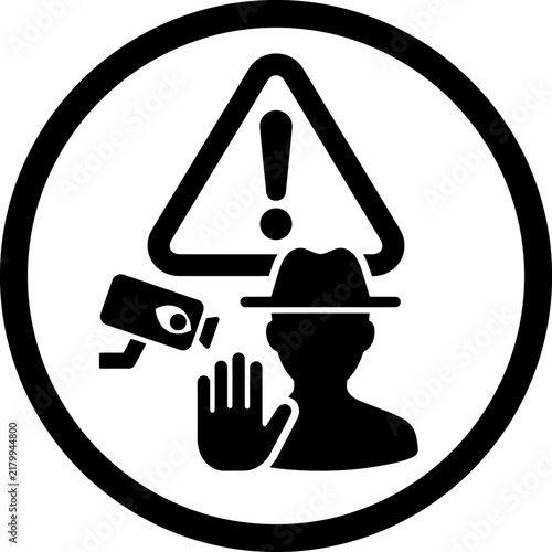 Warning sign for security and access restriction in public area