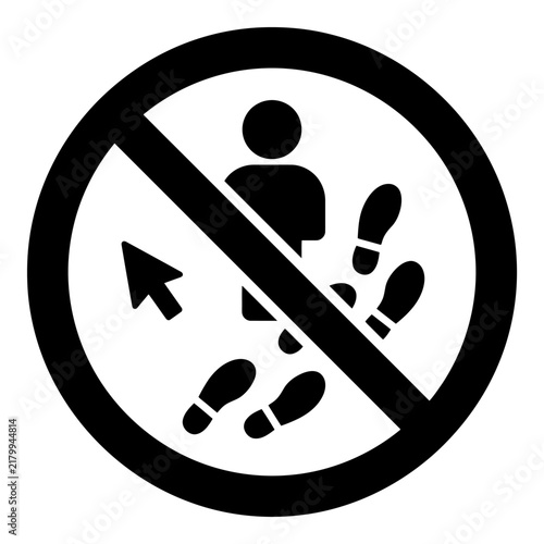Black prohibition sign icon with person