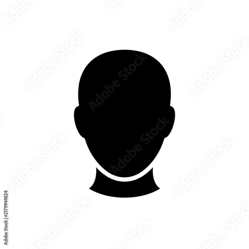 Black silhouette of a human head icon isolated on white background