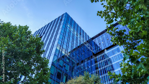 Modern skyscraper office building low angle view