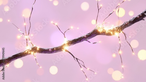 Enchanting Twinkling Lights on a Branch for Festive Decor and Celebrations