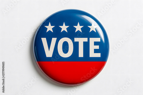 Vote Blue and Red Political Campaign Pin Button with White Stars
