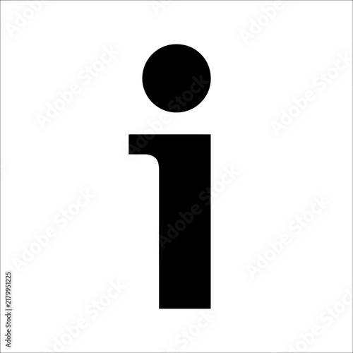 Information icon with lowercase letter 'i' on white background with representing information help