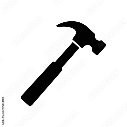 Silhouette of a hammer on a plain background for construction with white background
