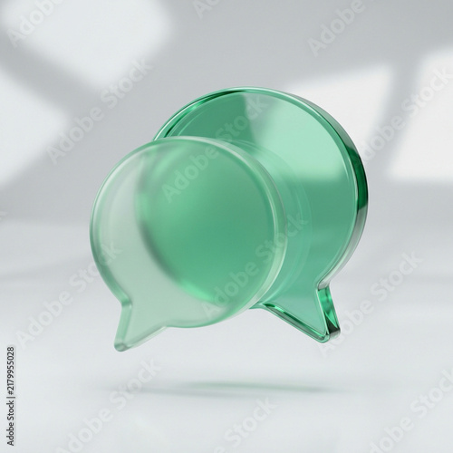 Modern Green Messaging App Icon – 3D Chat and Digital Communication Concept