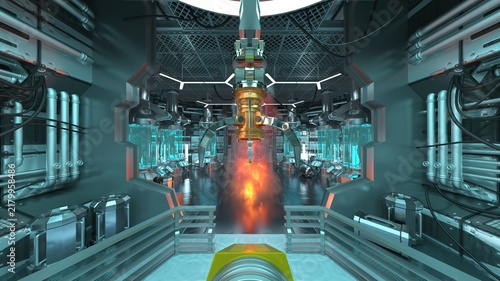 宇宙船内の風景　3DCGレンダリング