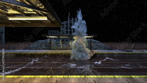 廃線路　3DCGレンダリング