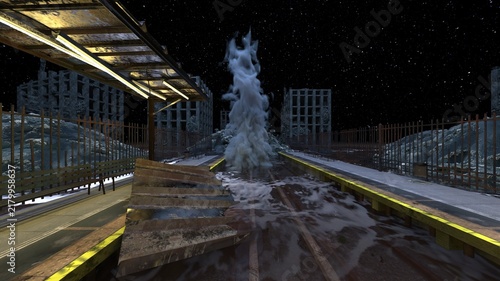 廃線路　3DCGレンダリング