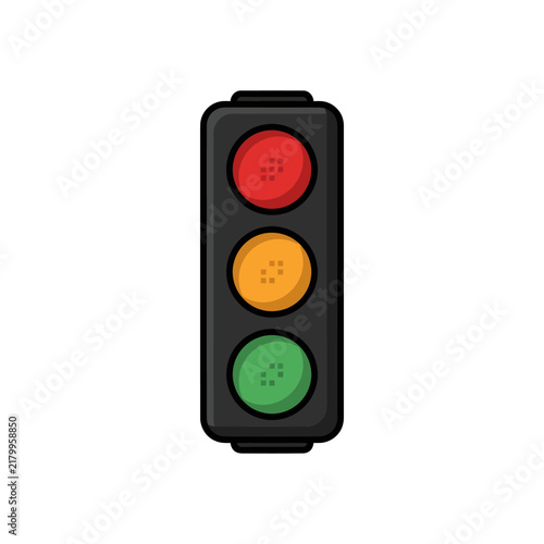 Traffic Light Signal with Red Yellow and Green Lights.