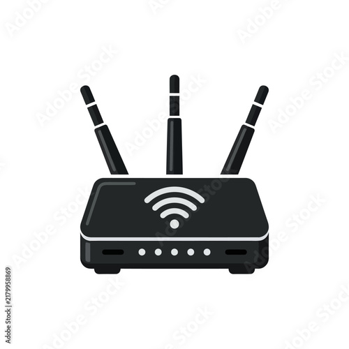 Wireless Router with Antennas and Signal Indicator.