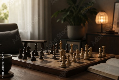 Cozy Chess Game by Lamplight