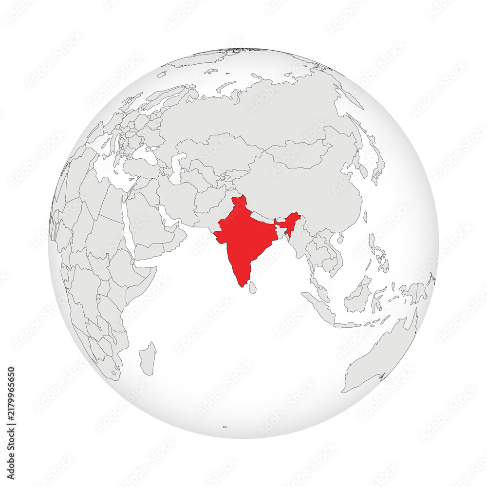 Obraz premium Location map of India.India on globe