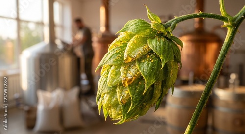 Obraz na płótnie Fresh hops with resin texture close up