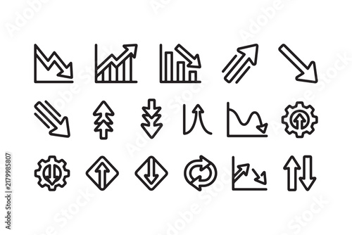 Increase Decrease Line Icons Set for Business and Finance Analytics