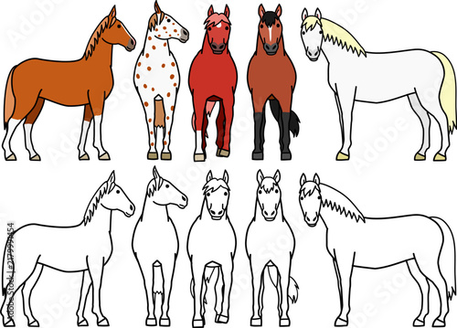 cartoon horses group set