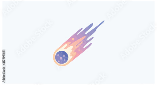 Stylized Minimalist Meteor Comet Vector Illustration with Pastel Gradients