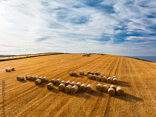 Cornwall Fields and Farms from a drone, Polruan, Cornwall, England