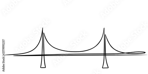 A minimalist bridge illustration with curved lines and simple structure