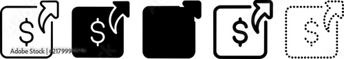 Dollar sign in with arrow for sharing financial transactions in vector silhouette style
