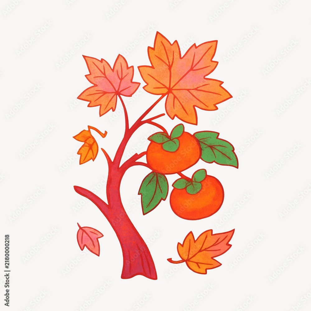 Obraz premium Vibrant autumn leaves illustration
