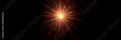 Abstract golden star burst light effect on black background