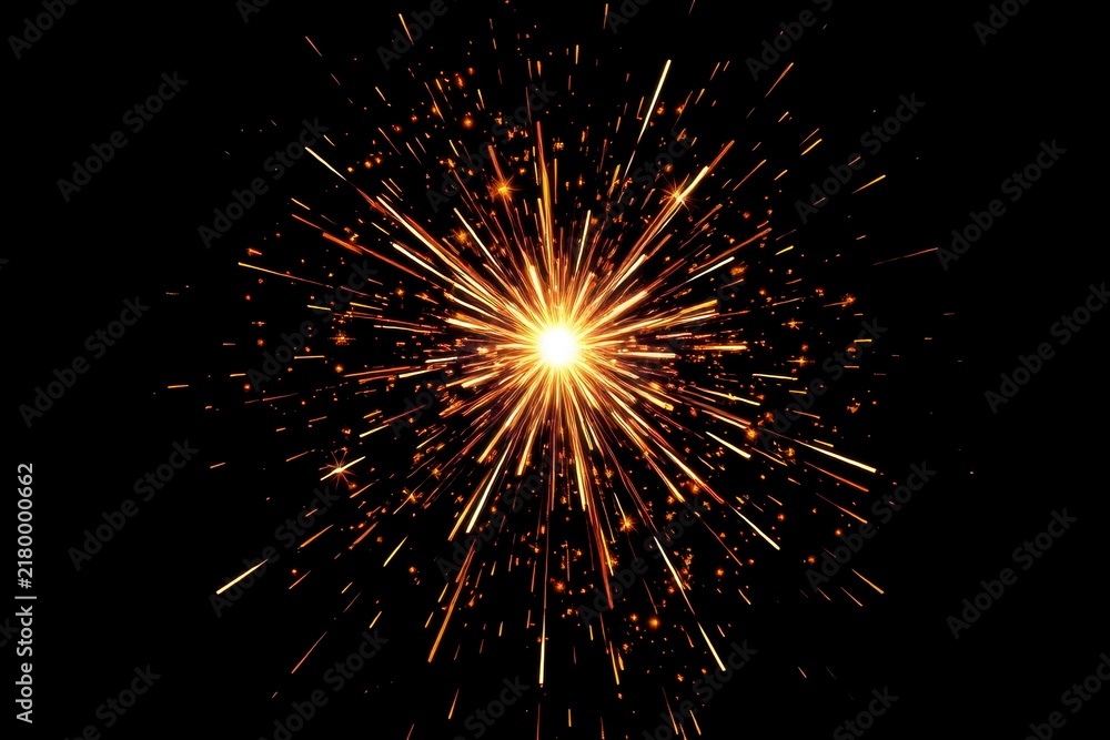 Obraz premium Golden firework explosion on black background