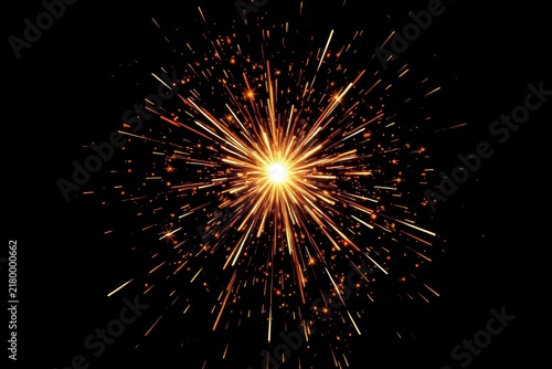 Golden firework explosion on black background