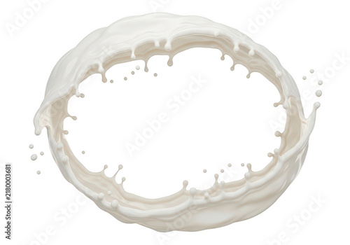 Dynamic circular splash of fresh white milk or cream isolated on transparent background