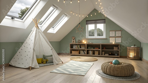 Cozy Kids Playroom with Light Wood Floors and Reading Nook
