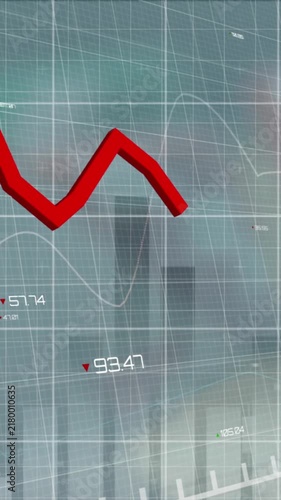 Animation of financial data processing with red lines over casino cards and chips