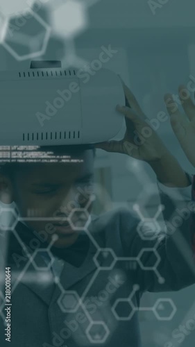 Animation of chemical compounds and medical data processing over kids wearing vr headsets