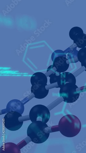 Animation of molecular structure and programming language on abstract background