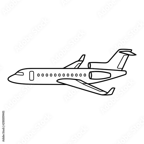 Line Art of a Jet Airplane
