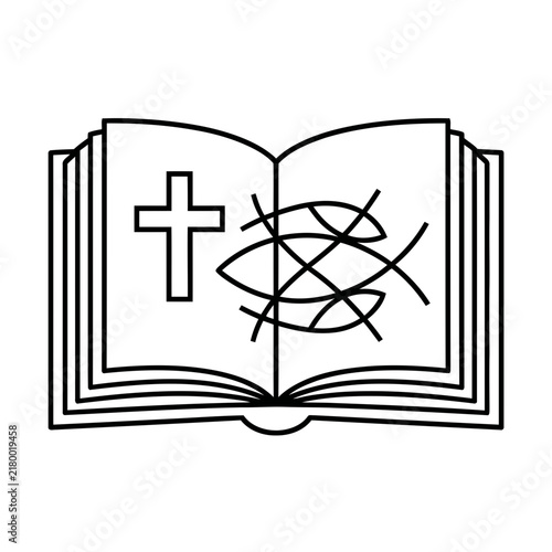 Open Book with Christian Symbols