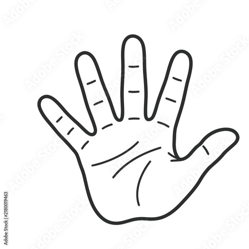 Outline of a hand with fingers spread