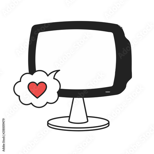 Retro Computer Monitor with Heart Thought Bubble