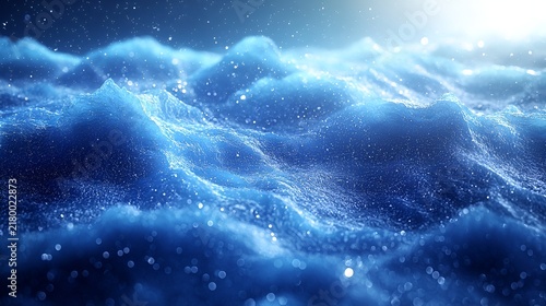 Abstract blue icy landscape, sparkling texture.