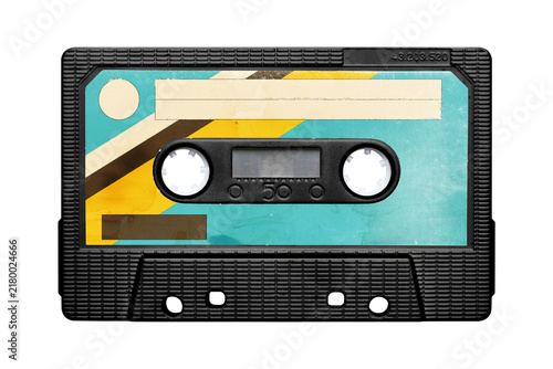 Grunge audio cassette tape. Vintage blank label. png isolated on transparent background