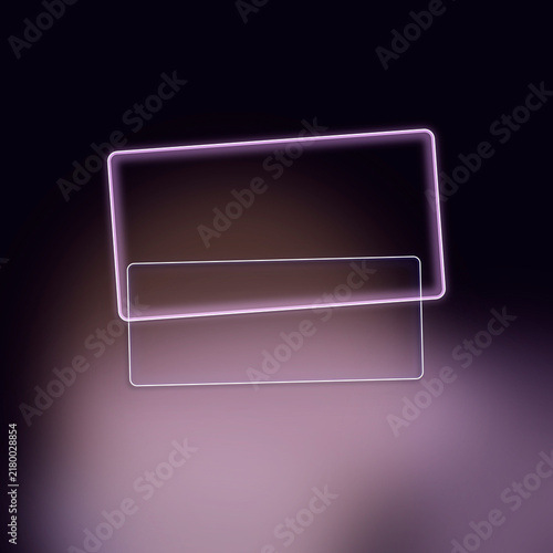 Obraz na płótnie A large purple neon outline rectangle with a smaller lower card floats on a moody dark gradient, creating an atmospheric backdrop for UI and ads