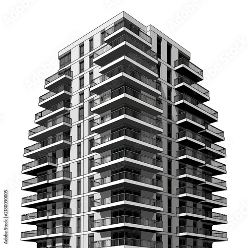 Modern Apartment Building with Balconies